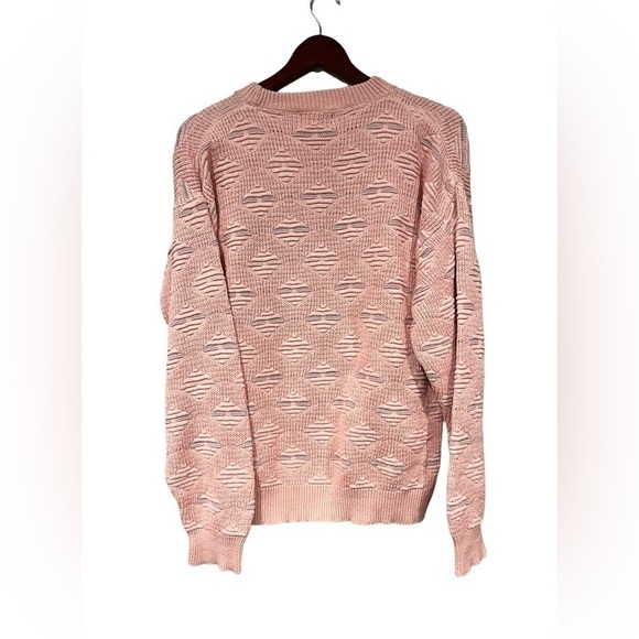 Vintage Checkpoint Pink Sweater Size Medium Cotton 90s Grandmacore Cottagecore - Picture 1 of 6